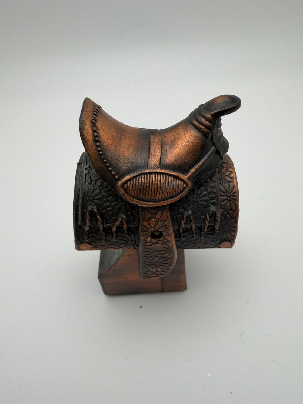 Decorative Miniature Western Saddle pencil sharpener Copper Tone